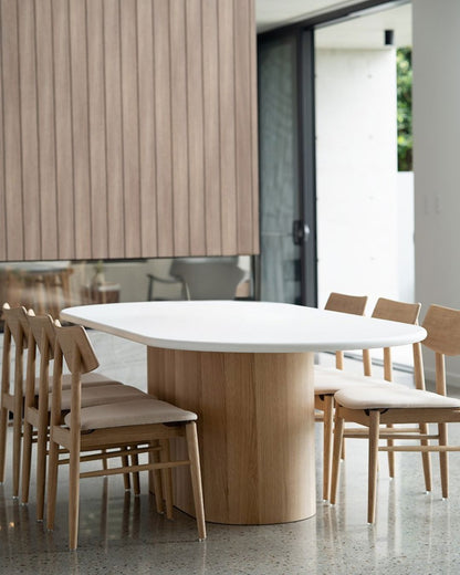 Jansen Oval White Micro Cement Table - Natural Oak Base Sun Republic 