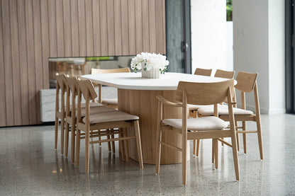 Jansen Oval White Micro Cement Table - Natural Oak Base Sun Republic 