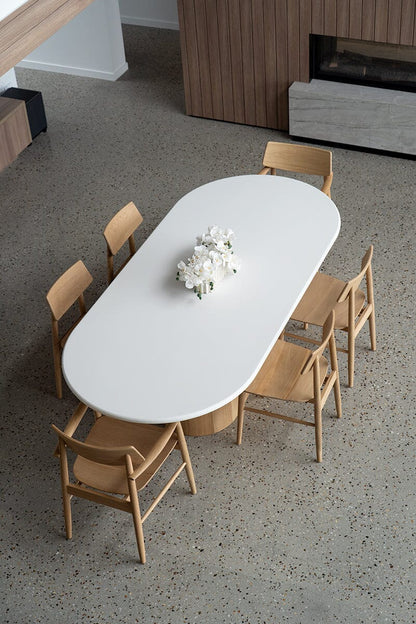 Jansen Oval White Micro Cement Table - Natural Oak Base Sun Republic 