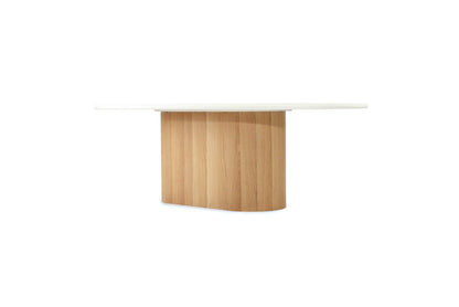 Jansen Oval White Micro Cement Table - Natural Oak Base Sun Republic 