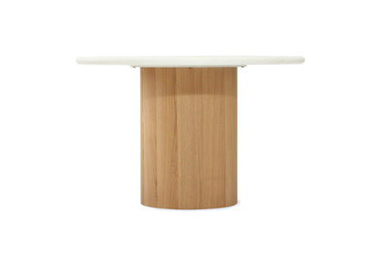 Jansen Oval White Micro Cement Table - Natural Oak Base Sun Republic 