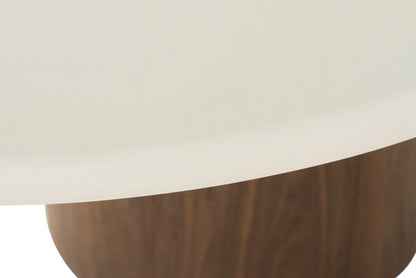 Jansen Oval White Micro Cement Table - Walnut Base Sun Republic 