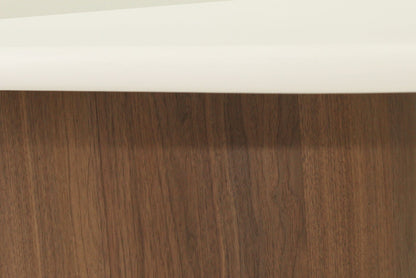 Jansen Oval White Micro Cement Table - Walnut Base Sun Republic 