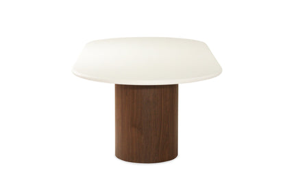 Jansen Oval White Micro Cement Table - Walnut Base Sun Republic 