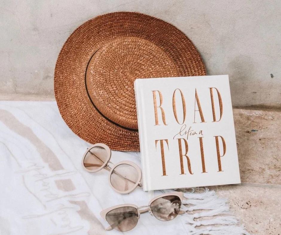 Journal - Life's a Road Trip Luxe Edition - Gold Foil White Leather Sun Republic 