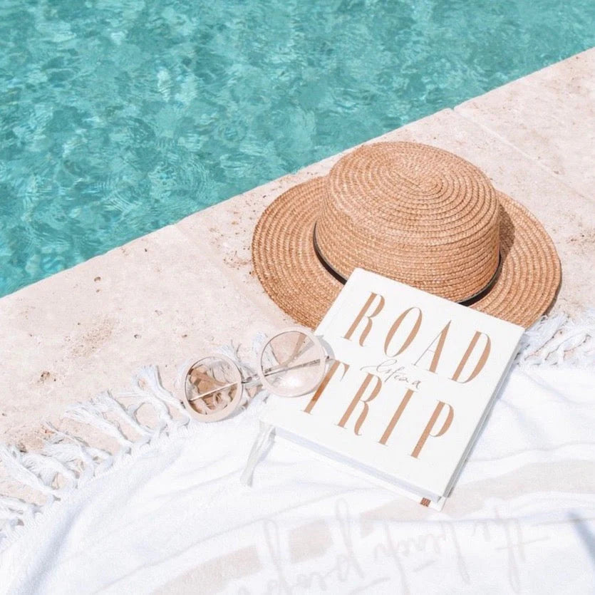 Journal - Life's a Road Trip Luxe Edition - Gold Foil White Leather Sun Republic 