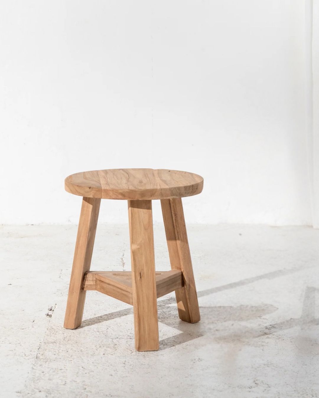 Kalo Round Rustic Teak Short Stool 