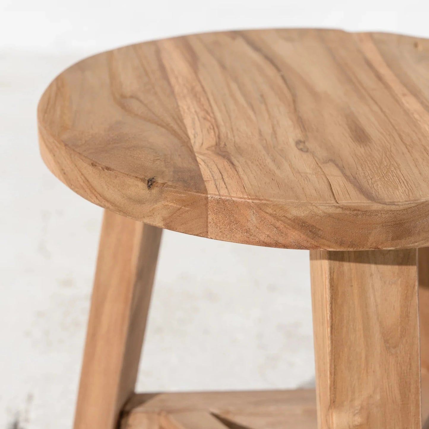 Kalo Round Rustic Teak Short Stool 