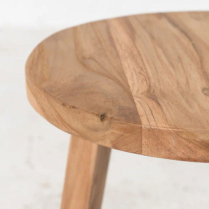 Kalo Round Rustic Teak Short Stool 