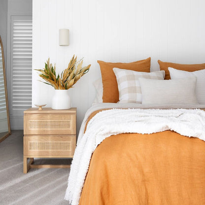 Kiera American Oak & Rattan Bedside Table Sun Republic 