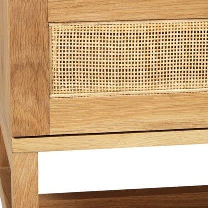 Kiera American Oak & Rattan Bedside Table Sun Republic 