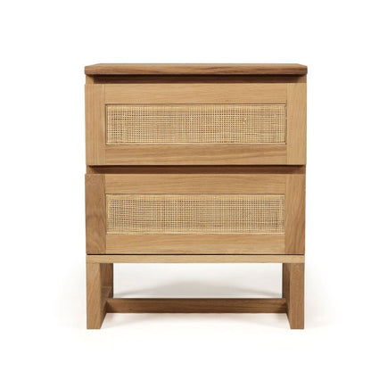 Kiera American Oak & Rattan Bedside Table Sun Republic 