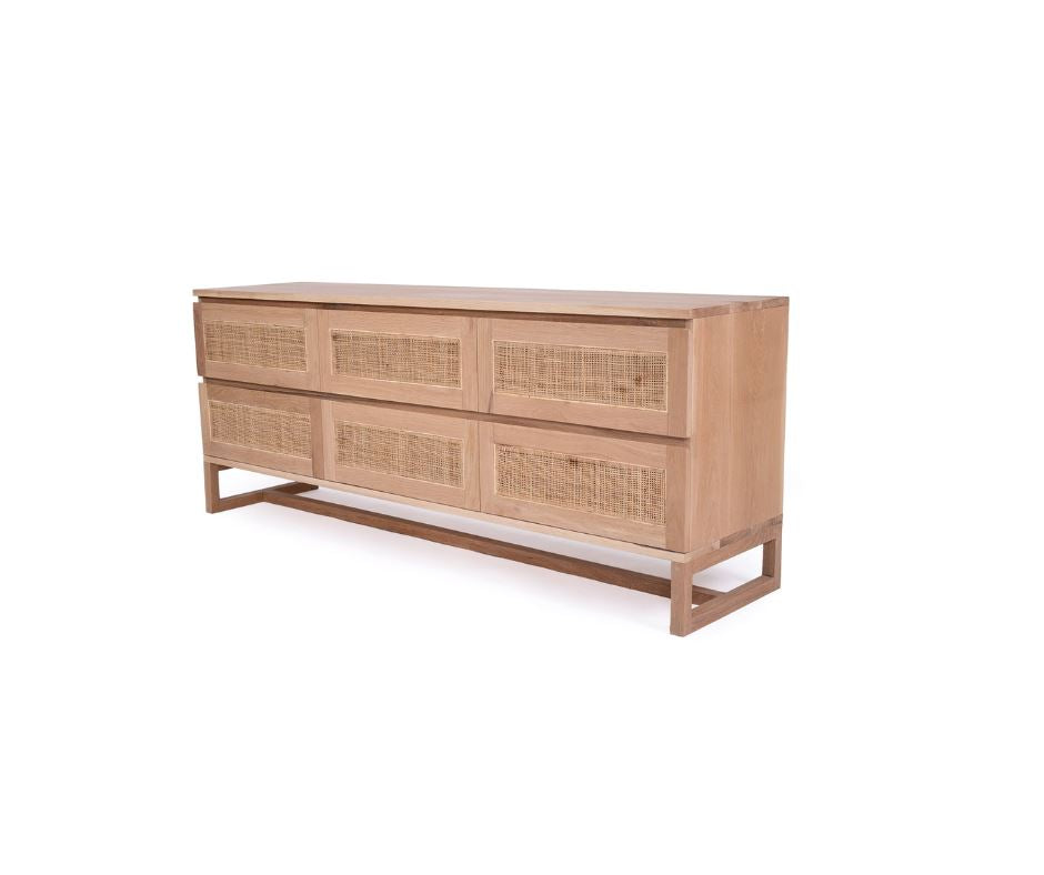 Kiera American Oak & Rattan Chest of Drawers | 2 Sizes Sun Republic 