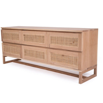 Kiera American Oak & Rattan Chest of Drawers Sun Republic 