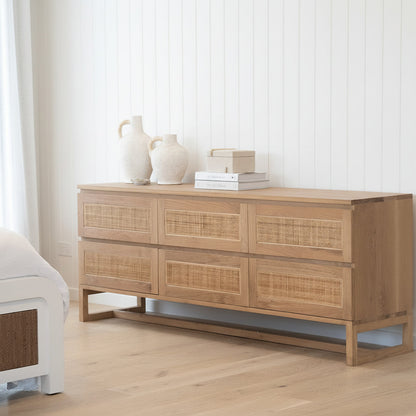 Kiera American Oak & Rattan Chest of Drawers Sun Republic 