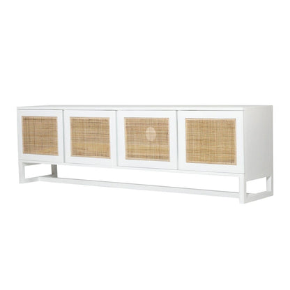 Kiera American Oak TV Entertainment Unit - Four Door White Sun Republic 