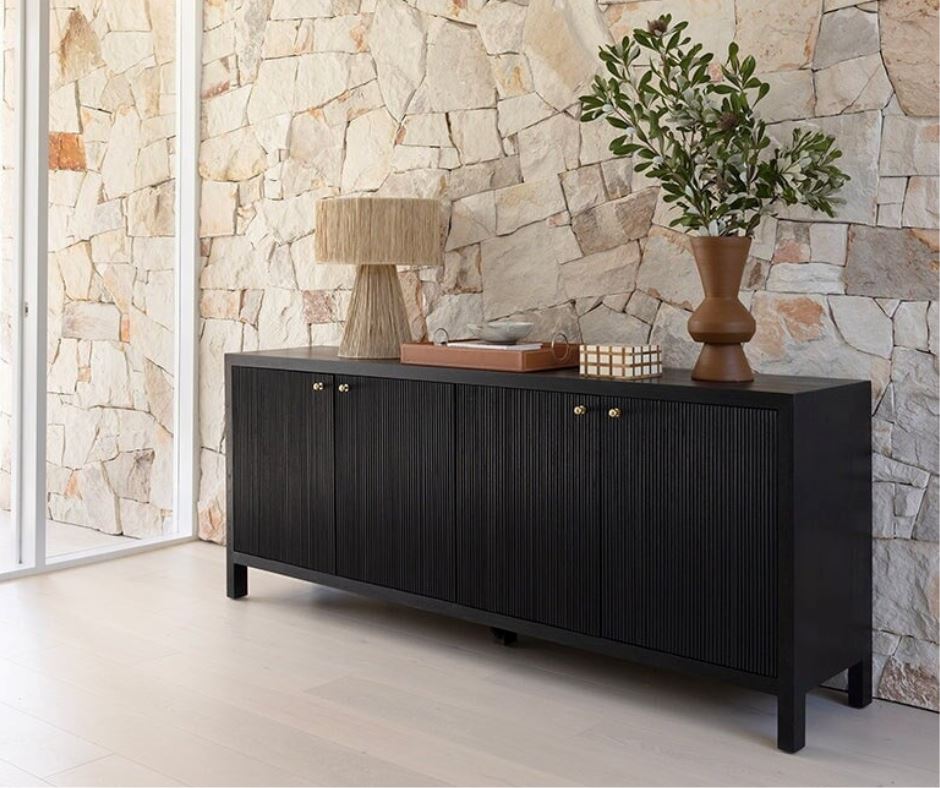 Kingscliff Modern Black 4 Door Buffet/Sideboard Sun Republic 