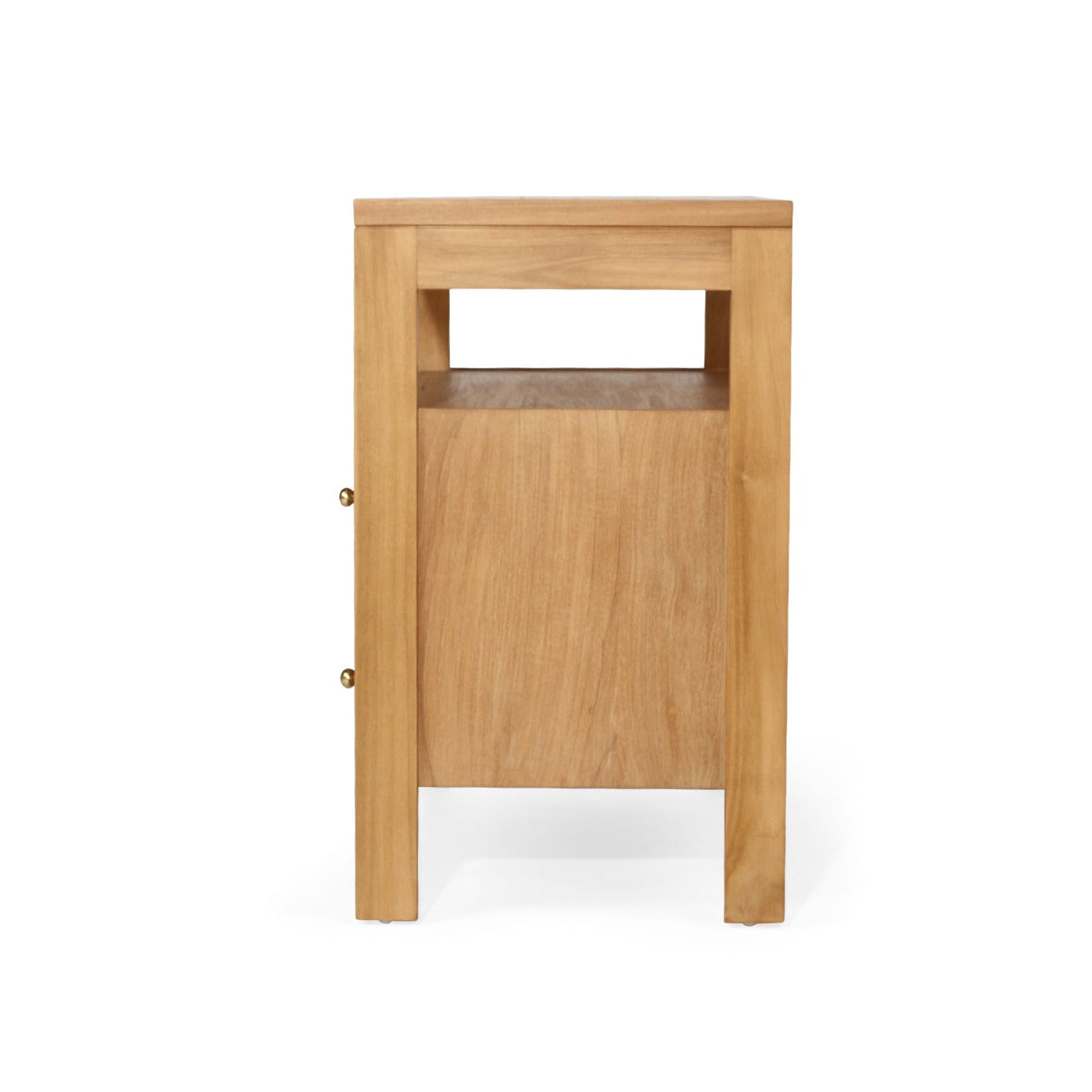 Natural Teak Ribbed 2 drawer bedside table