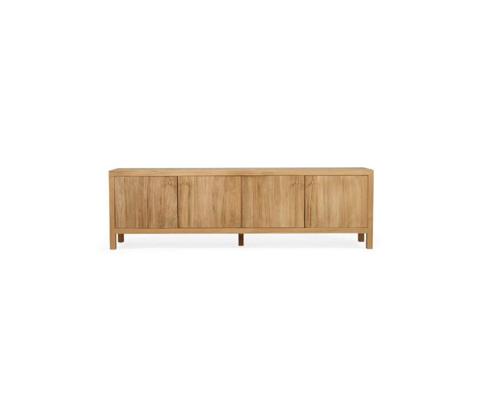 Kingscliff Teak TV Entertainment Unit - Four Door Natural Sun Republic 