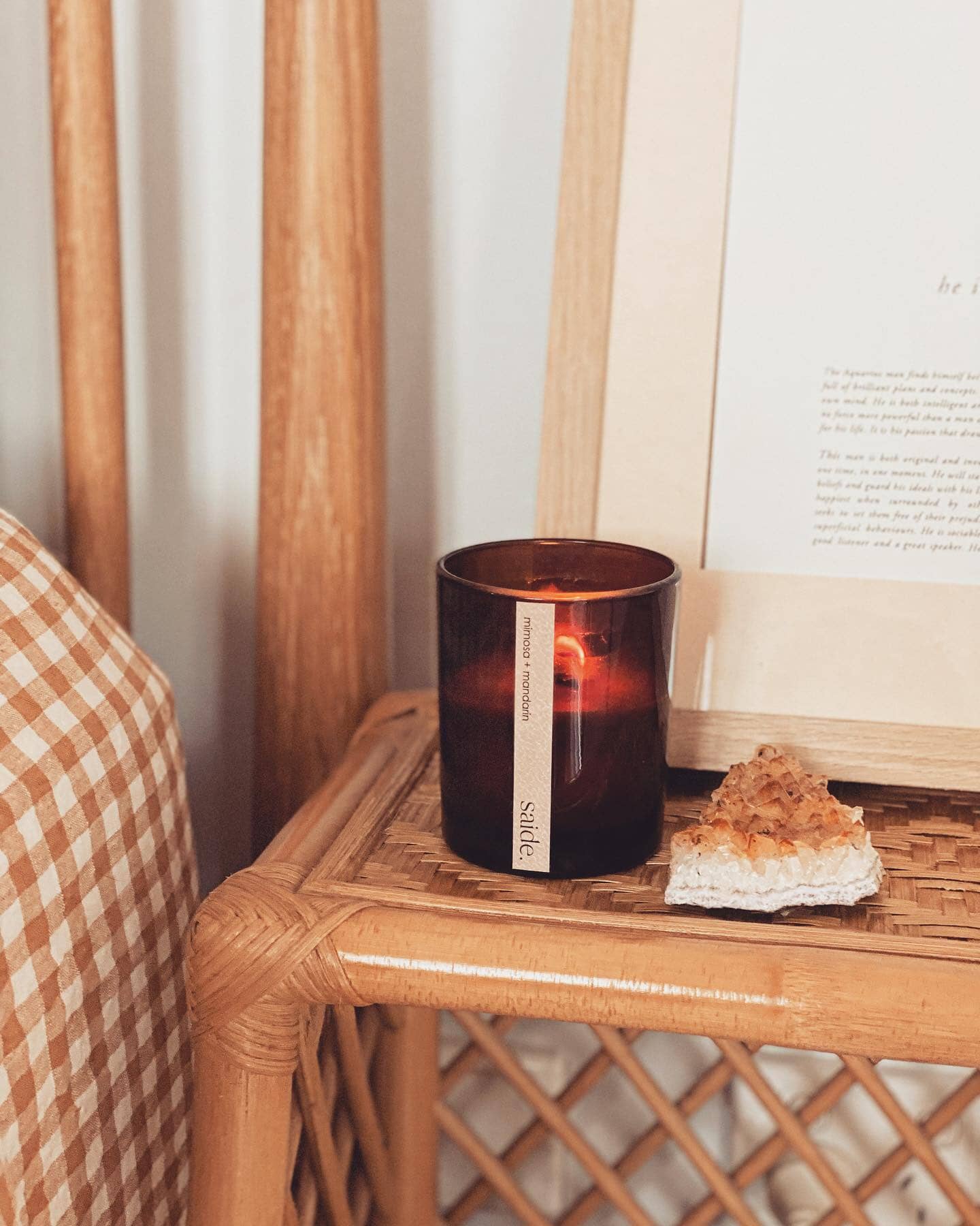 Large Amber Wood Wick Scented Candle Sun Republic 