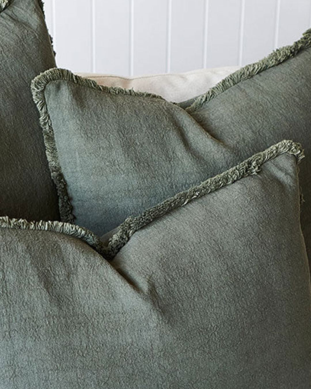 Luca Boho Linen Cushion - Khaki | With Feather Insert Eadie Lifestyle 