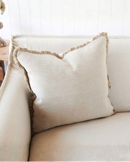 Luca Boho Linen Cushion - Natural | With Feather Insert Eadie Lifestyle 