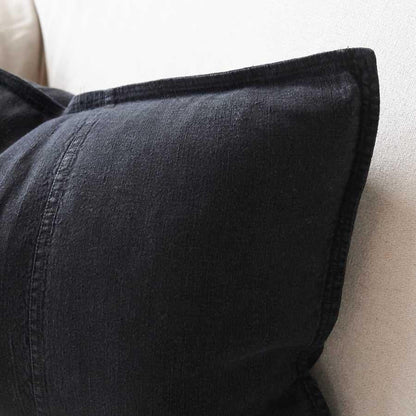 Luca Linen Cushion - Black | With Feather Insert Sun Republic 