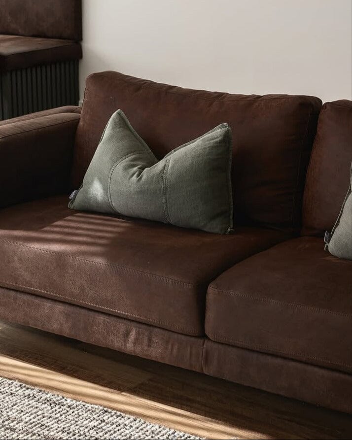 Luca Linen Cushion Khaki Green with Feather Insert - European Linen Pillow Square & Lumbar Eadie Lifestyle 