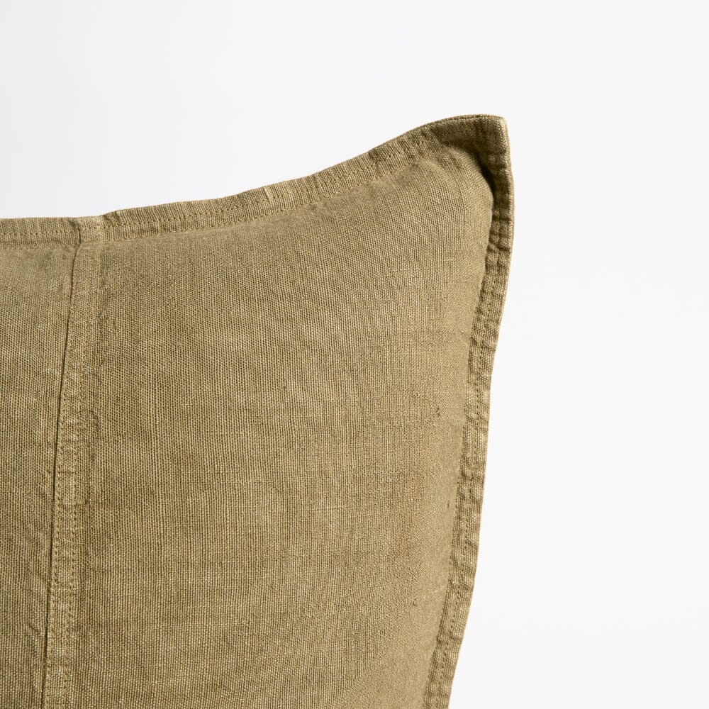 Luca Linen Cushion Olive with Feather Insert - European Linen Pillow Square & Lumbar Eadie Lifestyle 