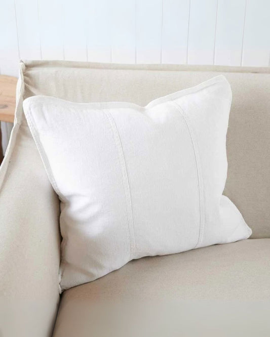 Luca Linen Cushion White with Feather Insert - European Linen Pillow Square & Lumbar Eadie Lifestyle 