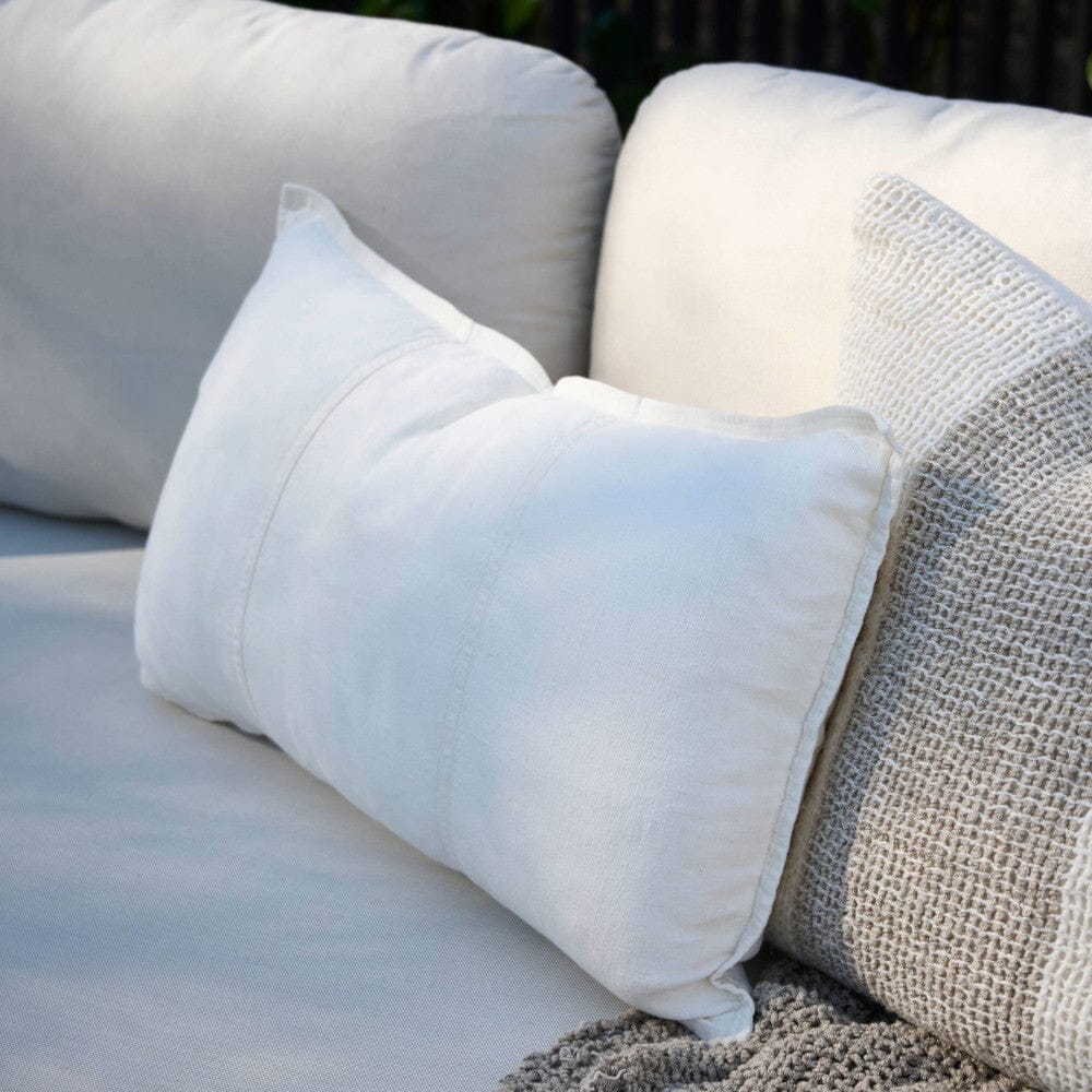 Luca Linen Cushion White with Feather Insert - European Linen Pillow Square & Lumbar Eadie Lifestyle 