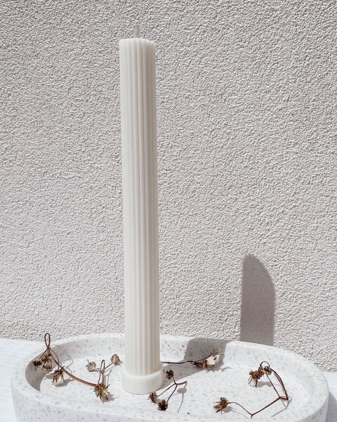 Luna Glow Pillar Candle Holder & Ribbed Pillar Candle Set Sun Republic 