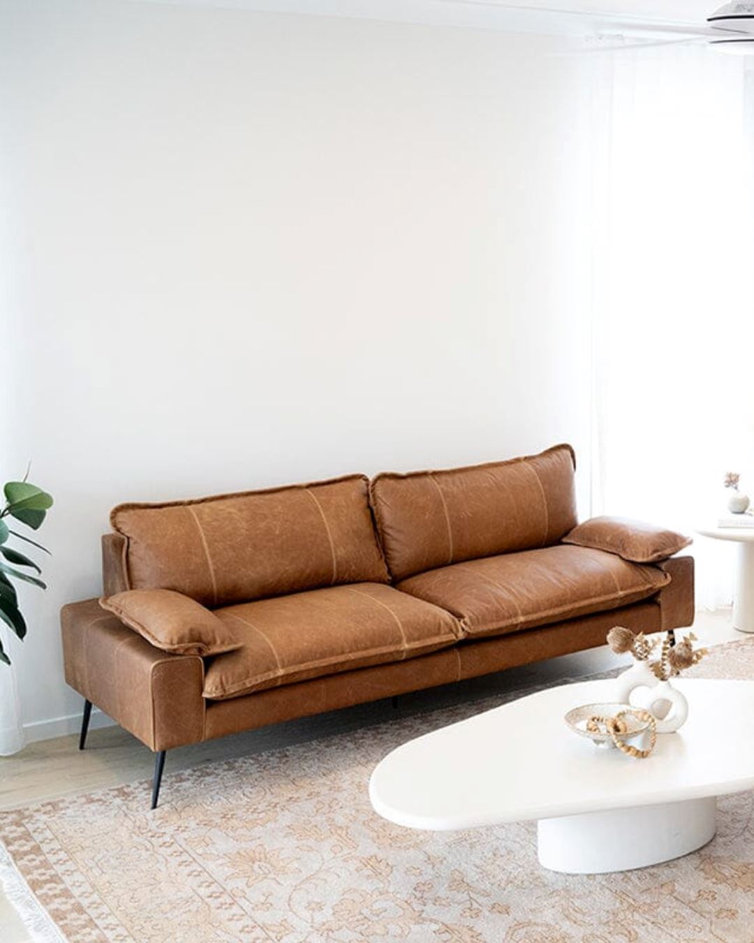 Luna Leather Three Seater Sofa Sun Republic 