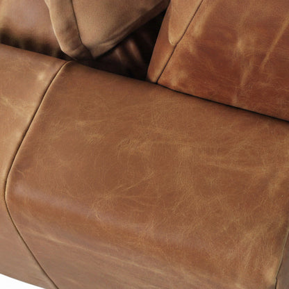 Luna Leather Three Seater Sofa - Vintage Tan Brown Sun Republic 