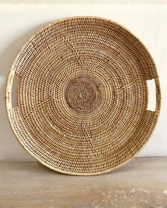Malawi Cane Woven Serving Tray - Round Sun Republic 