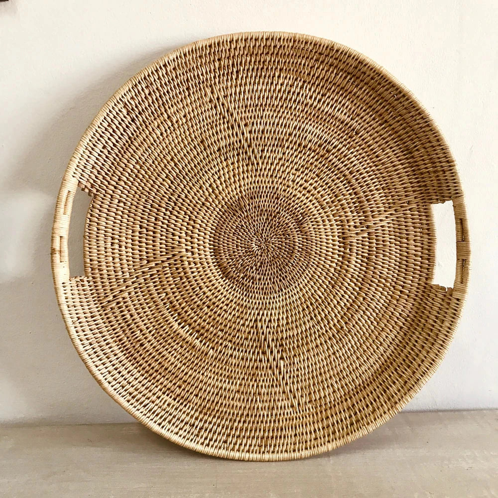 Malawi Cane Woven Serving Tray - Round Sun Republic 
