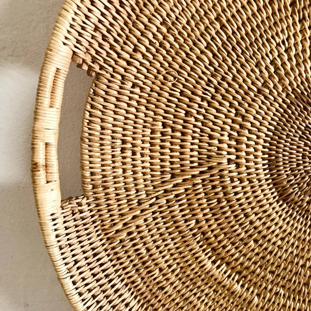 Malawi Cane Woven Serving Tray - Round Sun Republic 