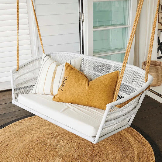 Malawi Two Seater Loveseat Hanging Chair - White Coastal Drift Malawi 