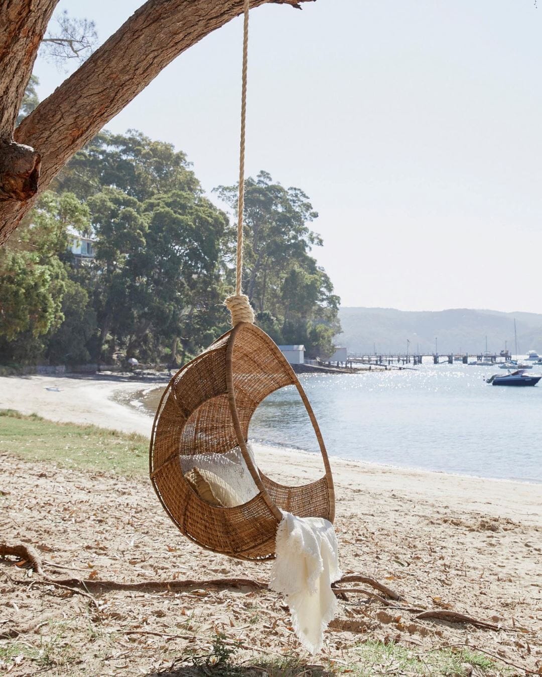 Malawi Woven Cane Hanging Pod Chair Coastal Drift Malawi 