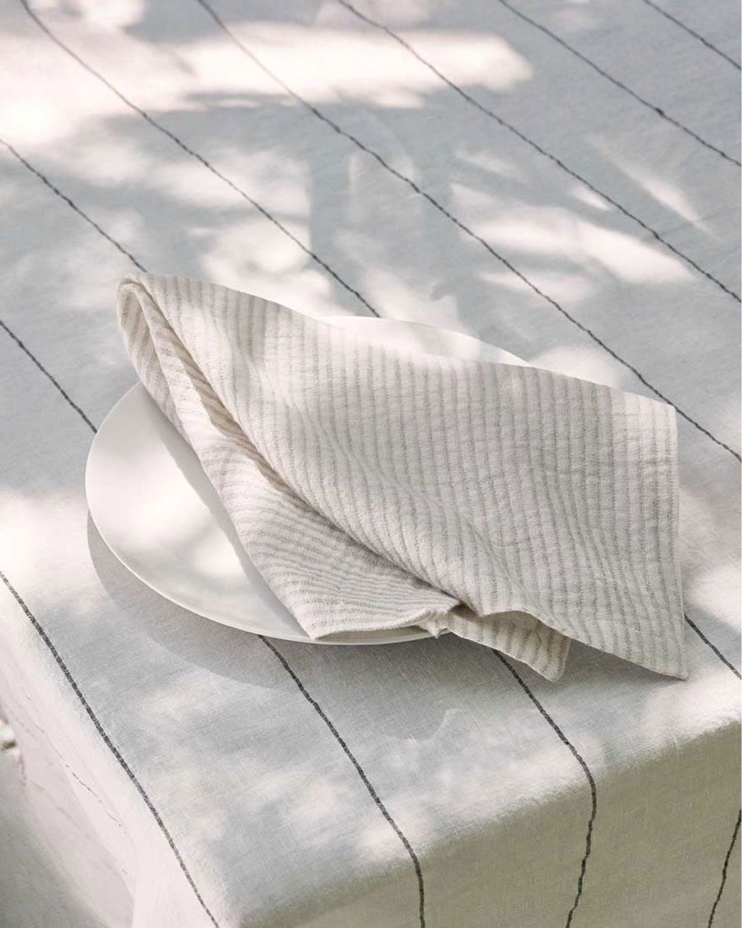 Marina Napkin Set – Off White with Natural Stripe Eadie Lifestyle 
