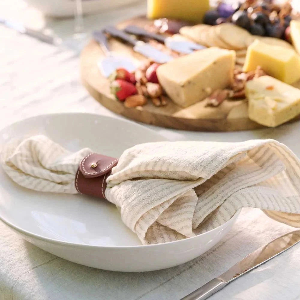 Marina Napkin Set – Off White with Natural Stripe Eadie Lifestyle 