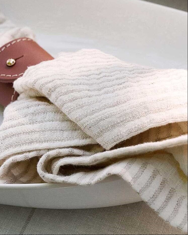 Marina Napkin Set – Off White with Natural Stripe Eadie Lifestyle 