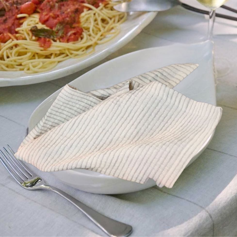 Marina Napkin Set – Off White with Natural Stripe Eadie Lifestyle 