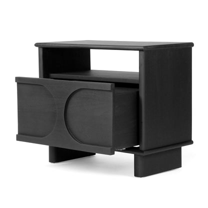Mea Teak Bedside Table Black Sun Republic 