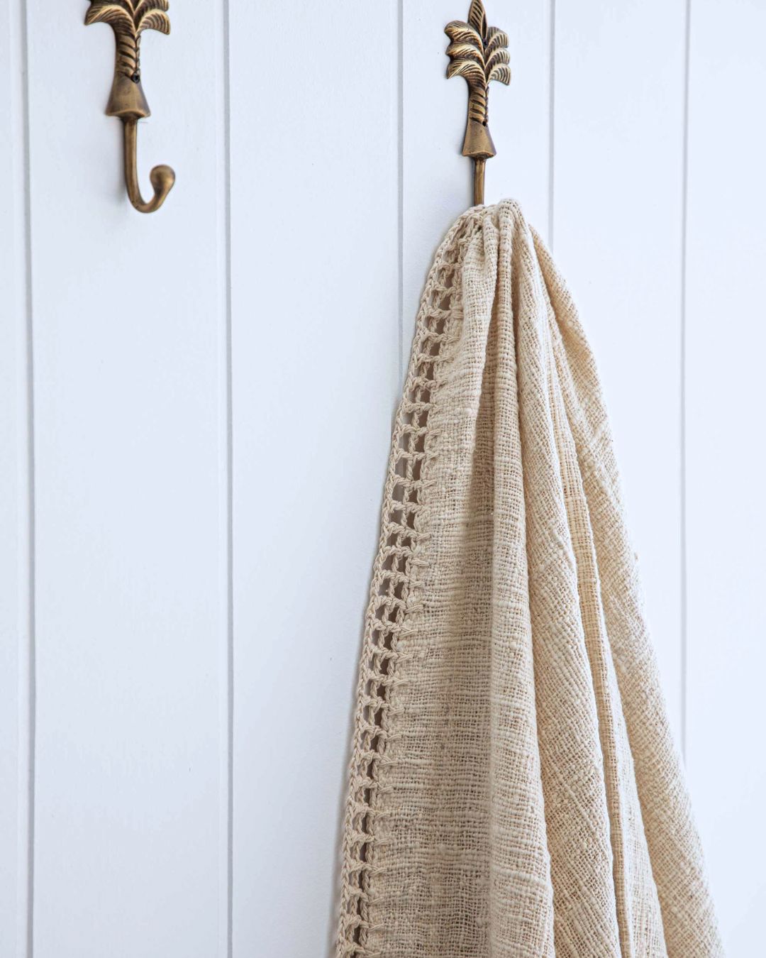 Mila Hand Loomed Throw Blanket Natural Beige - Artisan Cotton Throw 130x180cm Sun Republic 