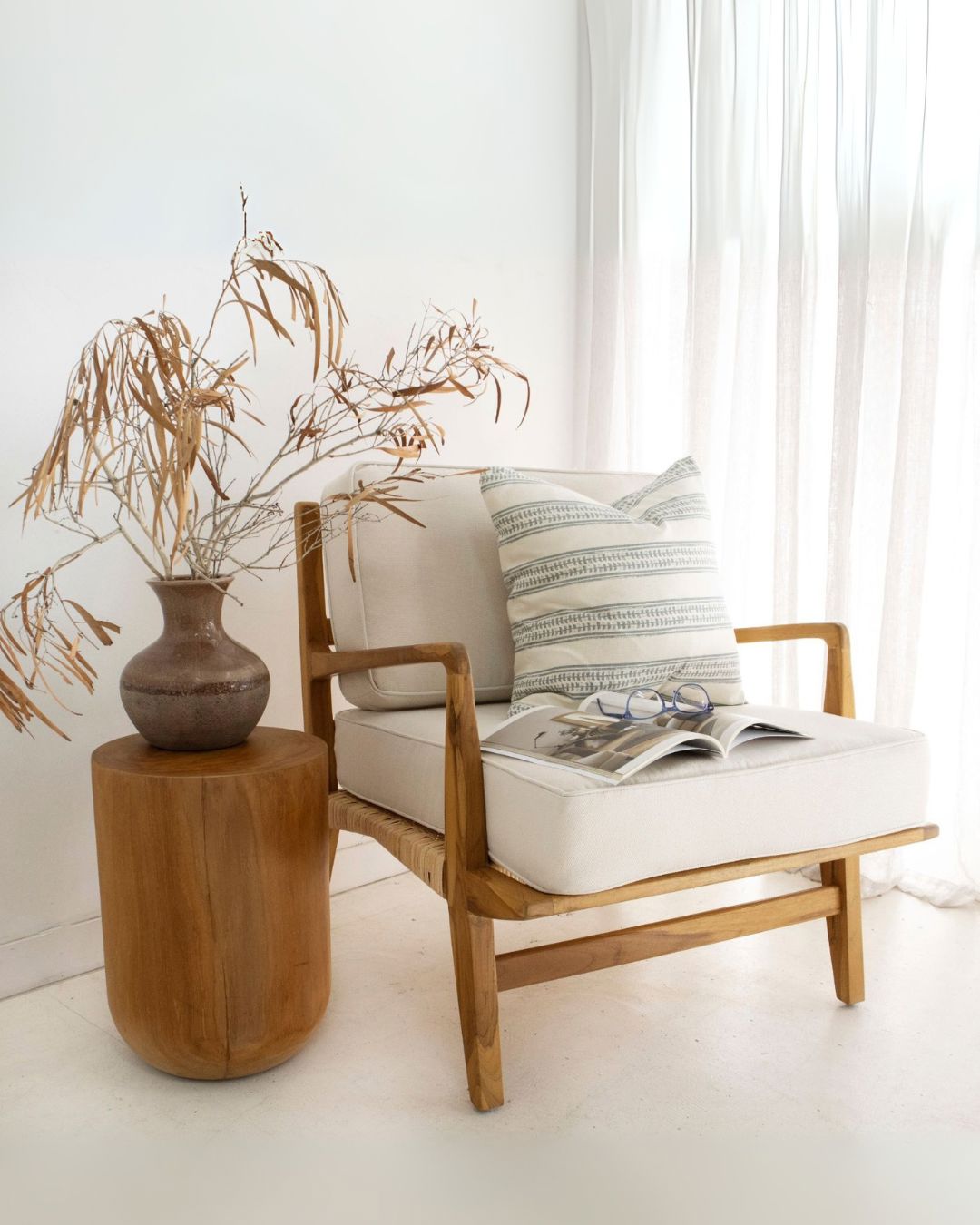 Morgan Teak & Rattan Armchair - (Stain Free Fabric) Sun Republic 