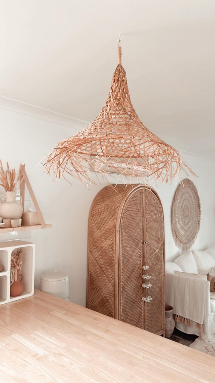 Mykonos Rattan Pendant with Fringe Ocean Luxe 