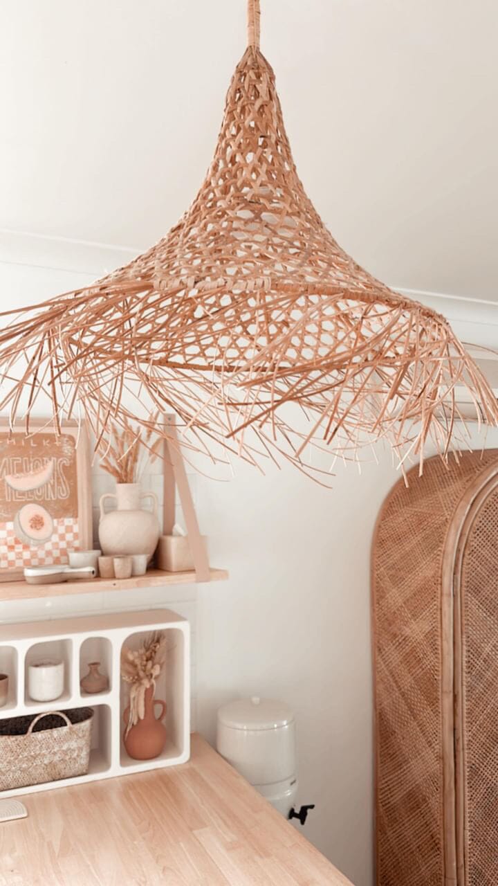 Mykonos Rattan Pendant with Fringe Ocean Luxe 