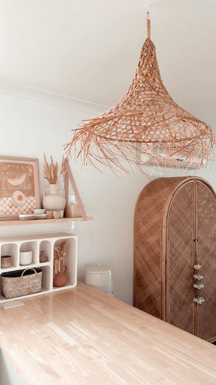 Mykonos Rattan Pendant with Fringe Ocean Luxe 