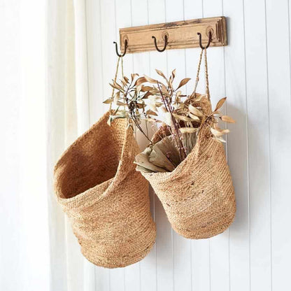 Natural Jute Artisan Handwoven Hanging Sacks - (Set of 2) Sun Republic 